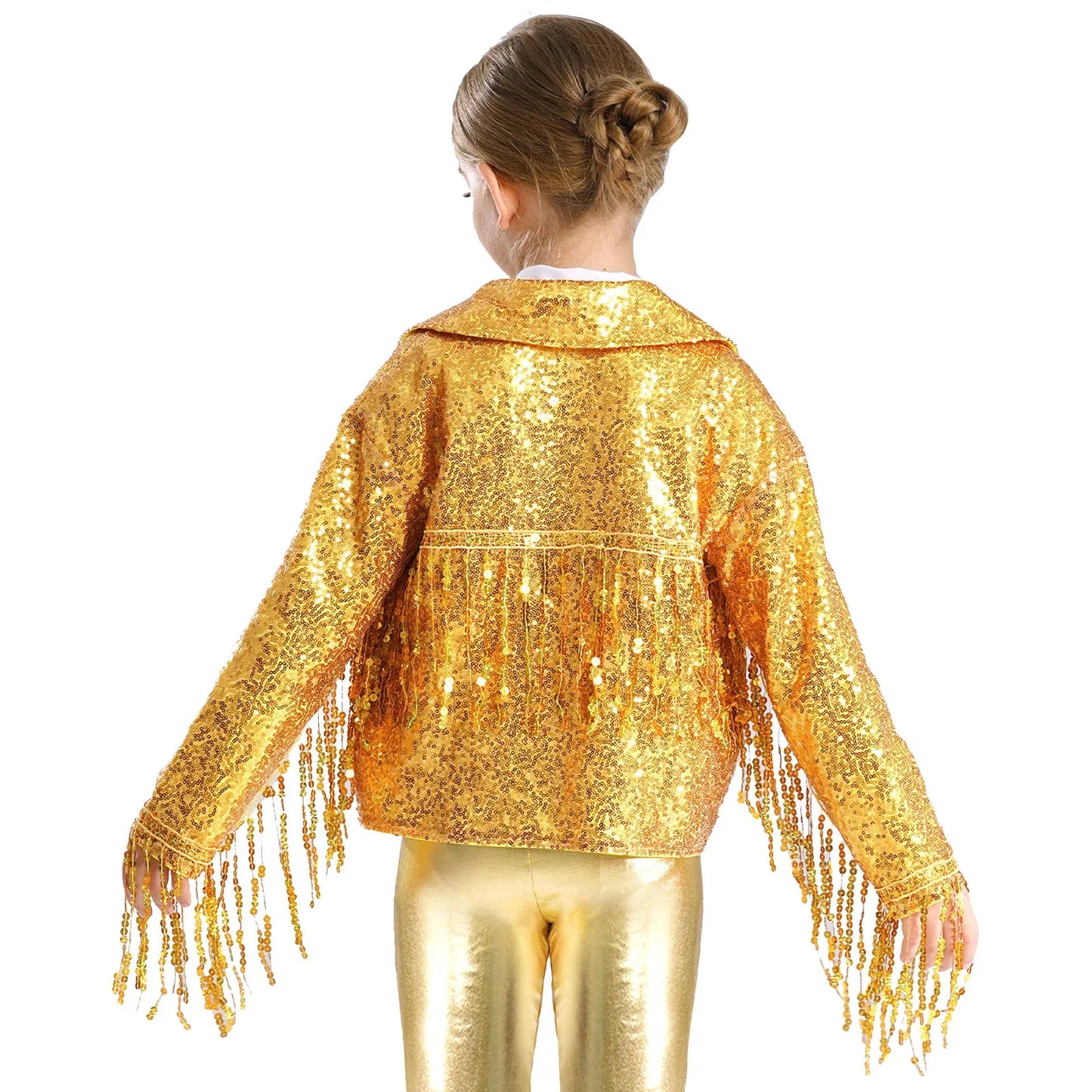 Girls Sparkly Sequin Tassel Jacket (Age 6-14YRS)