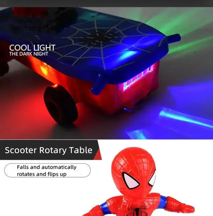 Marvel Spiderman Automatic Flip Rotation Skateboard Toy