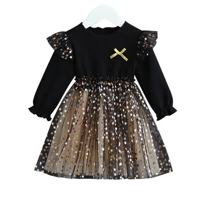 Girls Long Sleeve A-line Sequin Sparkly Dress (Age 12M-7YRS)