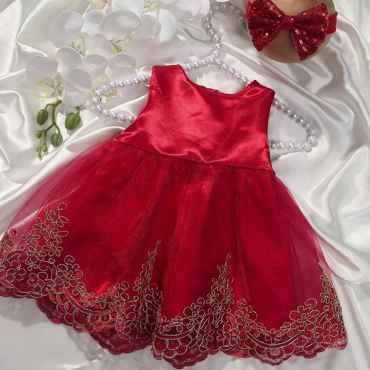 Newborn Baby Girl Photography Sequin Dress & Headband Set (Age Newborn - 3M)