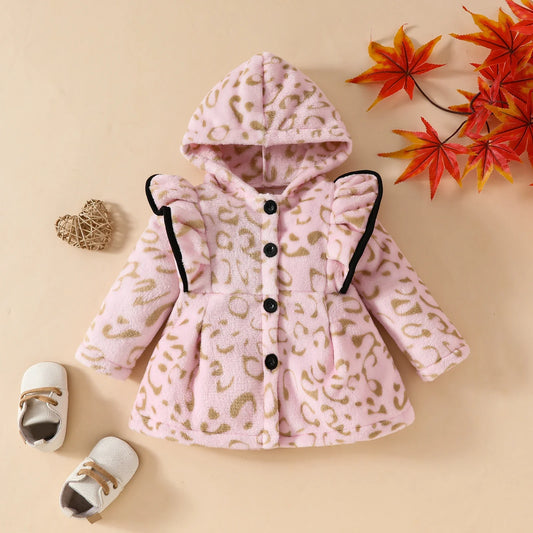 Baby Girls Hooded Long-Sleeved Coat (3M-24M)