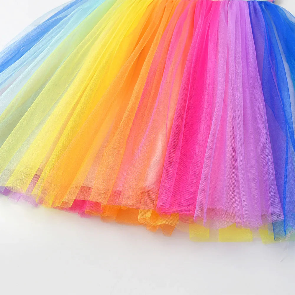 Girls Mermaid Print Rainbow Tulle Dress (Age 3-12YRS)