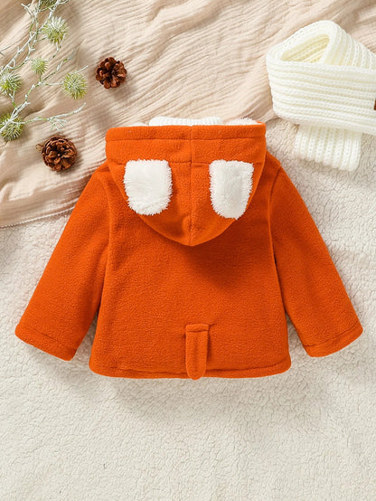 Baby Boys Long Sleeve Hooded  Zipper Plush Coat (Age 3M-3YRS)