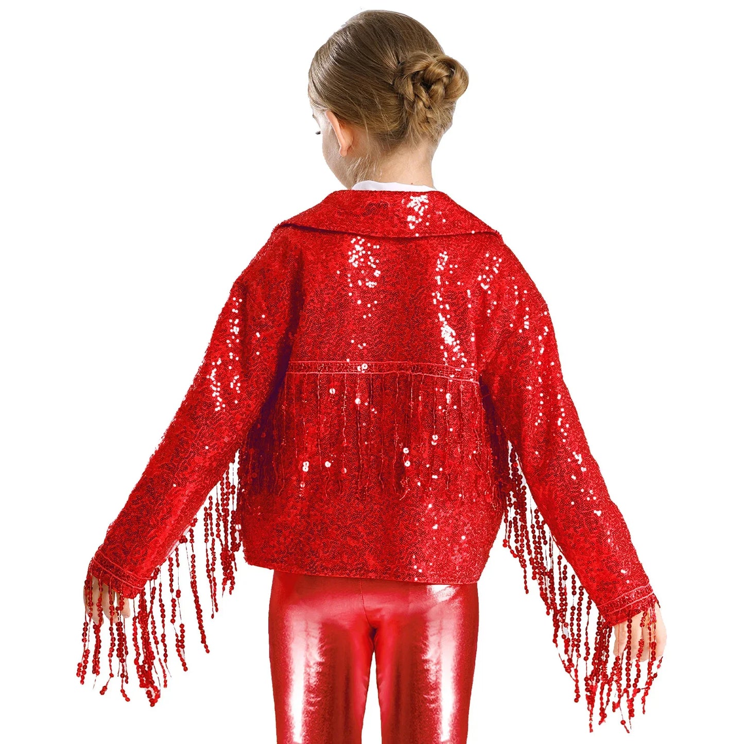 Girls Sparkly Sequin Tassel Jacket (Age 6-14YRS)