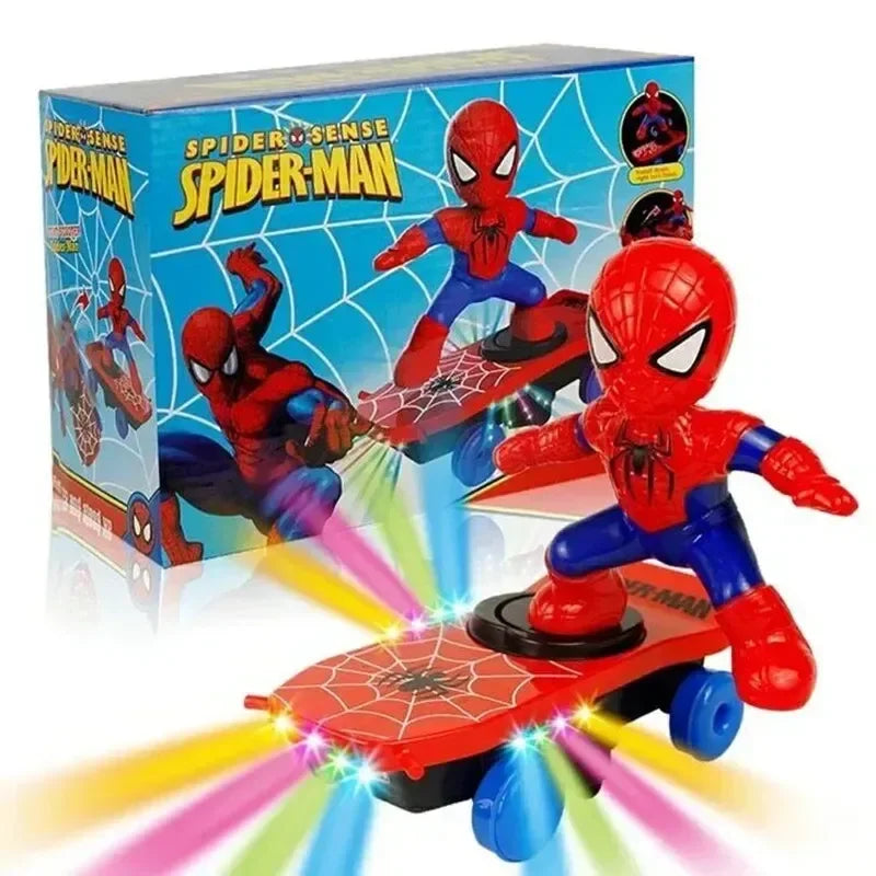 Marvel Spiderman Automatic Flip Rotation Skateboard Toy