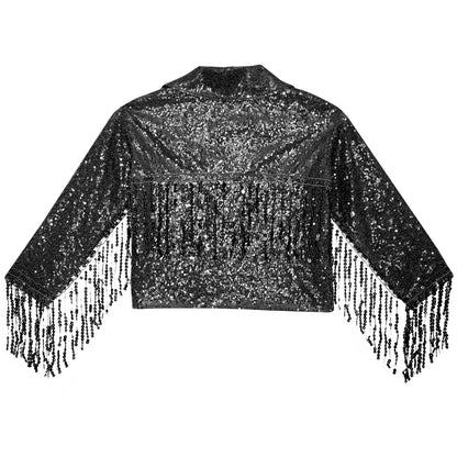 Girls Sparkly Sequin Tassel Jacket (Age 6-14YRS)