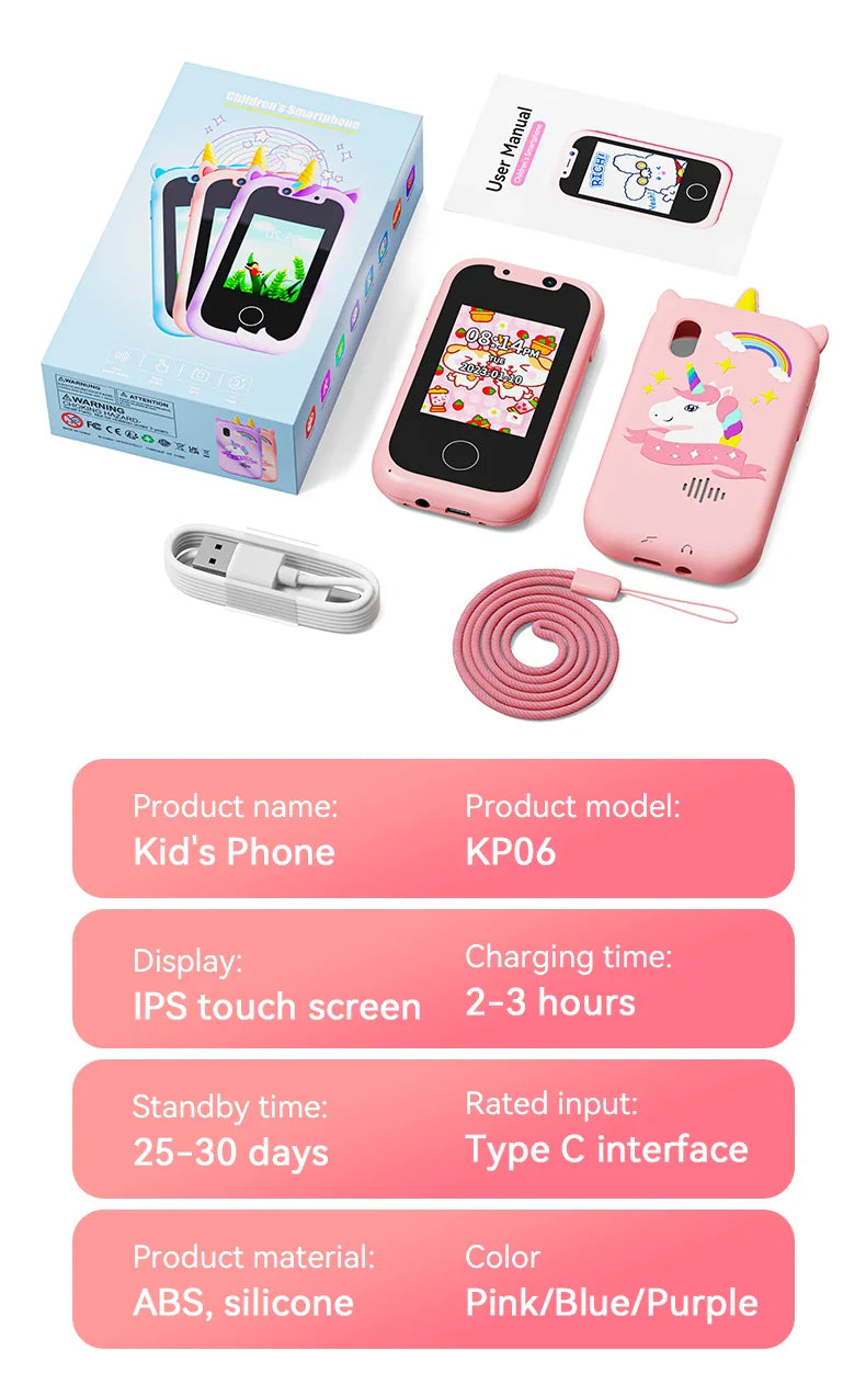 Children Unicorn Camera Phone With 512mb TF Card