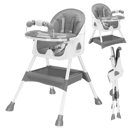 Foldable Baby High Chair 6 Months Plus, with Large Antislip Pad & ToyRack, Easy to Clean Feeding