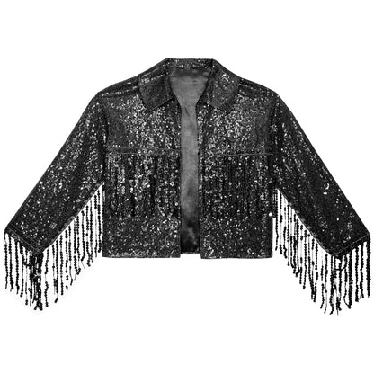 Girls Sparkly Sequin Tassel Jacket (Age 6-14YRS)