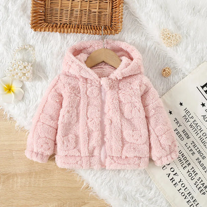 Baby Girls Pink Fleece Hooded Jacket (6M-3Y)