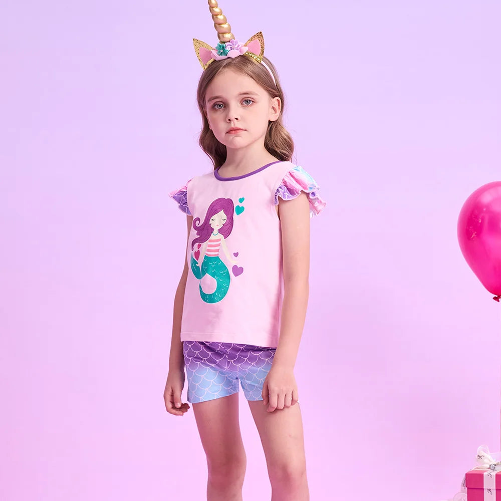 Girls Mermaid Shorts & T-Shirt Set (Age 3-12YRS)