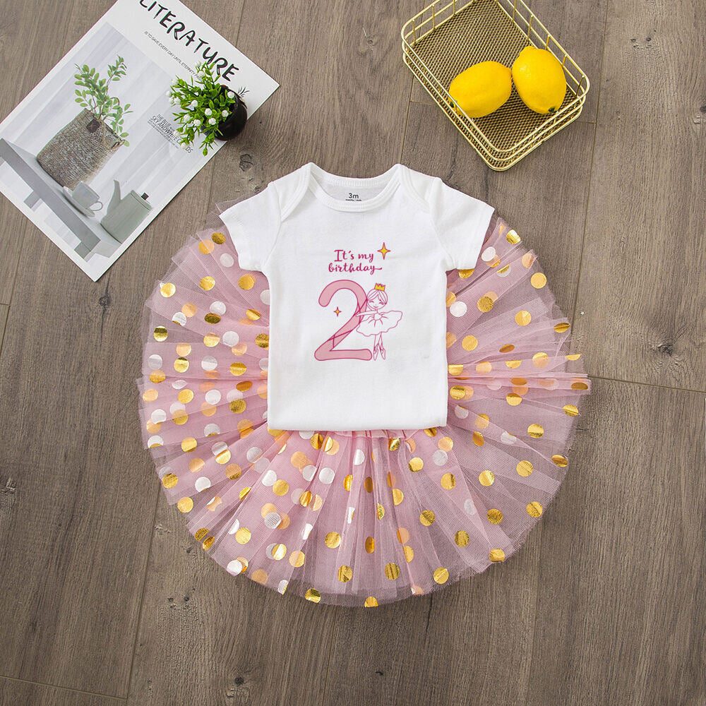 My 1st/2nd Birthday Baby Girl Birthday Pink Tutu Cake Dress (Age 3M-24M)