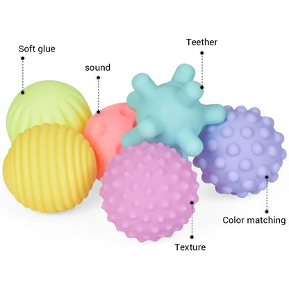 6 Pack - Baby Textured Sensory Balls Toy