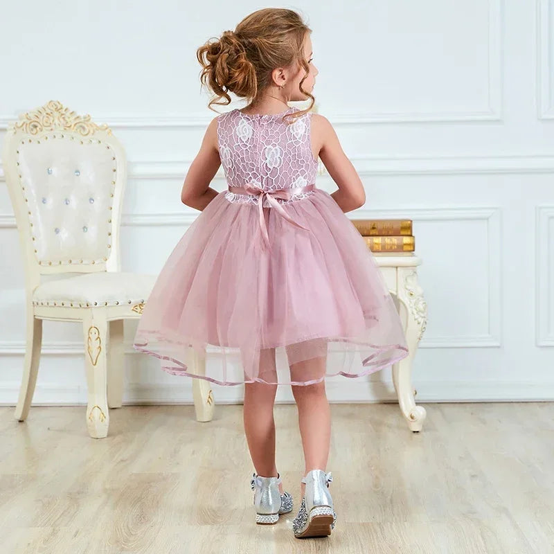 Girls Floral Lace Tulle Dress (Age 18M-6YRS)