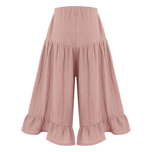 Girls Wide Leg Ruffled Trousers (Age 6M-8YRS)