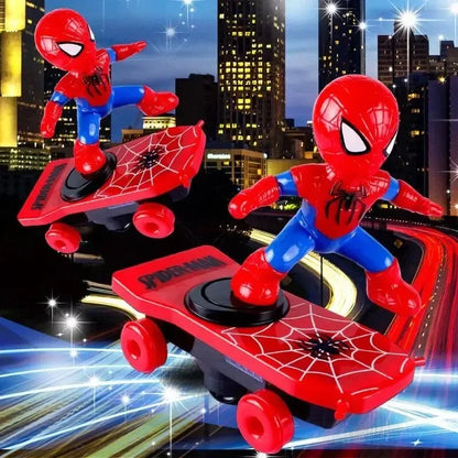 Marvel Spiderman Automatic Flip Rotation Skateboard Toy