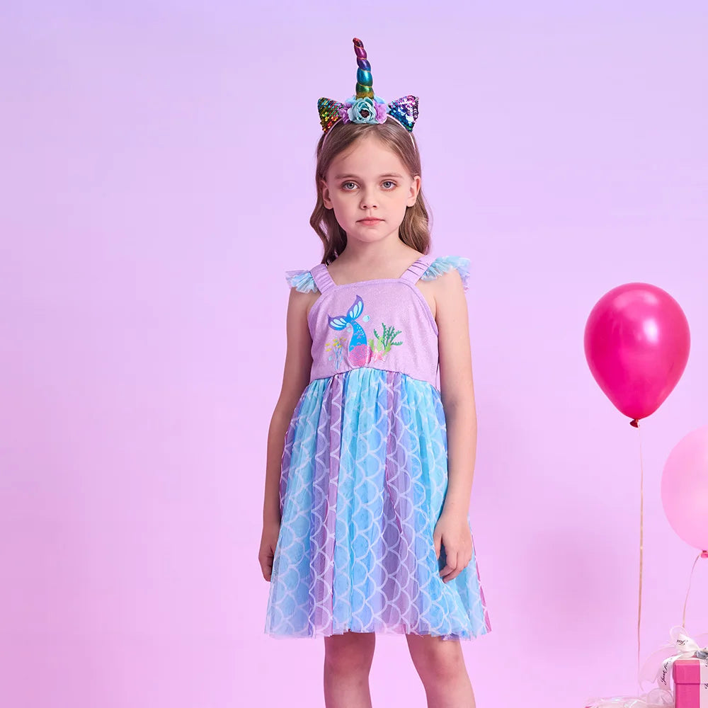 Girls Mermaid Print Dress (Age 3-12YRS)