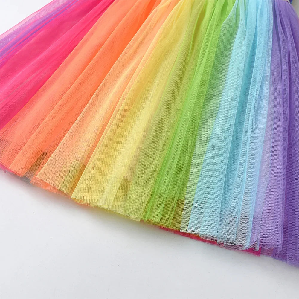 Girls Rainbow Tulle Party Dress (Age  5-8 YRS)