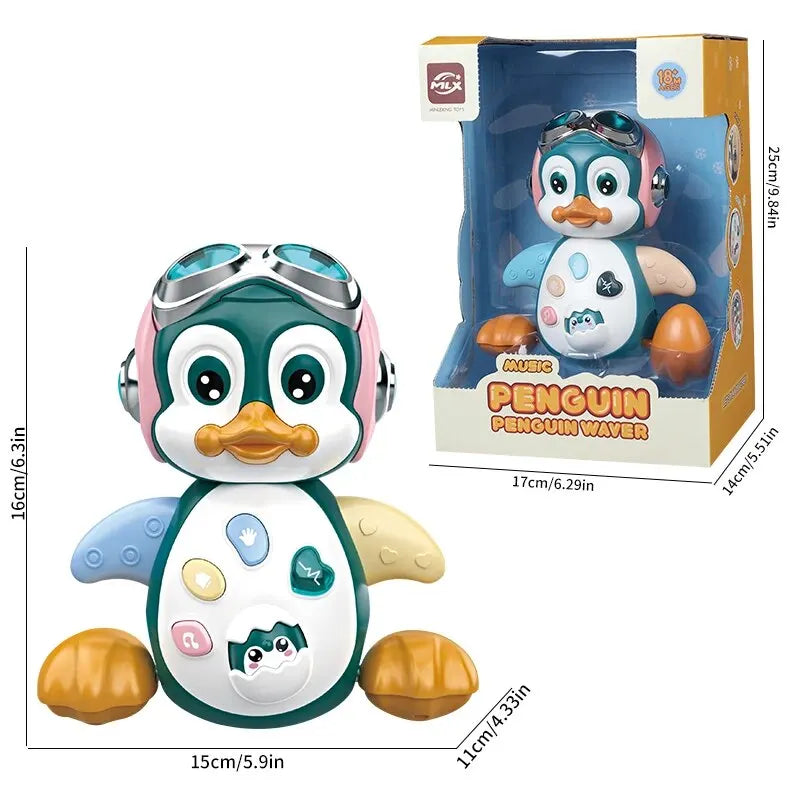 Baby Musical Penguin Robot Toy -  Crawling Walking Moving Tummy Time Light Up