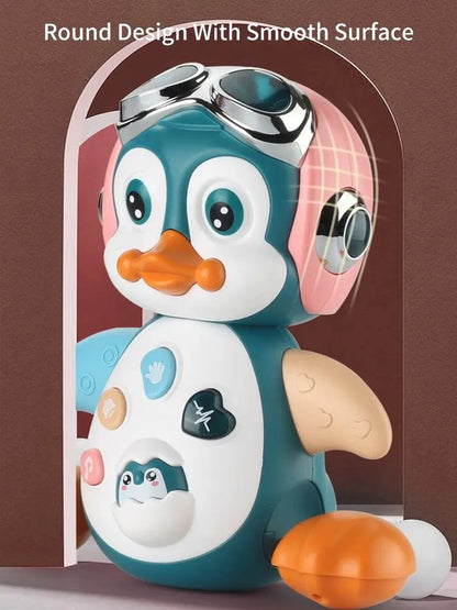 Baby Musical Penguin Robot Toy -  Crawling Walking Moving Tummy Time Light Up