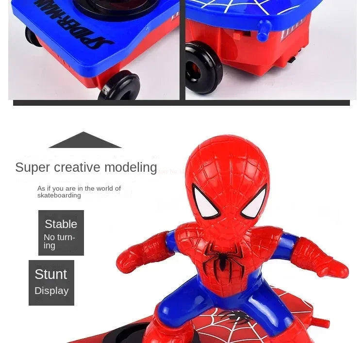 Marvel Spiderman Automatic Flip Rotation Skateboard Toy