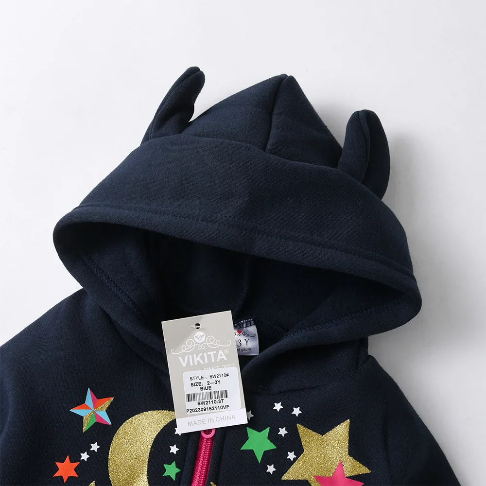 Girl Navy Unicorn Hooded Sweatshirt & Trousers Tracksuit (Age 3-12YRS)