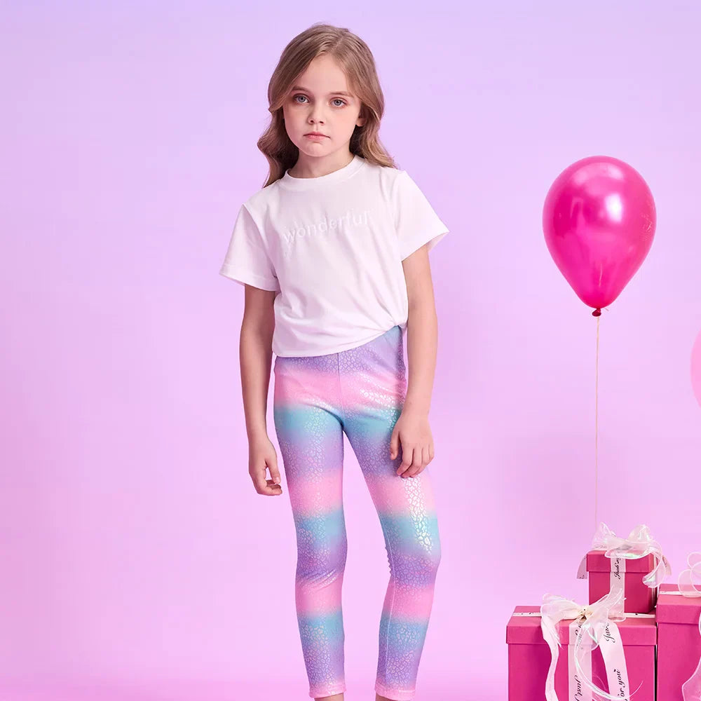 Girls Rainbow Stripe Leggings (Age 3-12YRS)