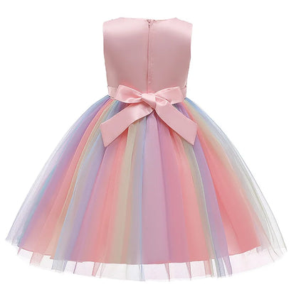 Girls Sequin Rainbow Tutu Tulle Dress (Age 3Y-10Y)