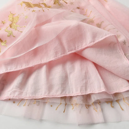 Girls Pink & Gold Unicorn Dress (Age 3-8YRS)