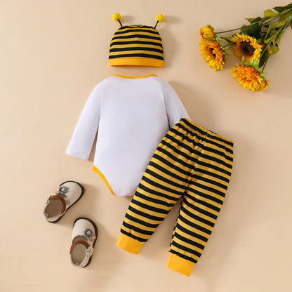 Baby Boys Bumble Bee Bodysuit Trousers & Hat Set (Age Newborn-18M)