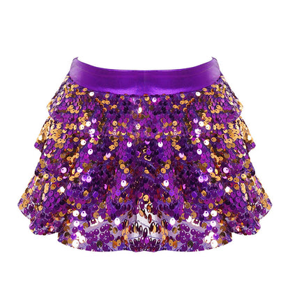 Girls Tiered Ruffle Dance Metallic Shiny Shorts (Age 4-16 YEARS)