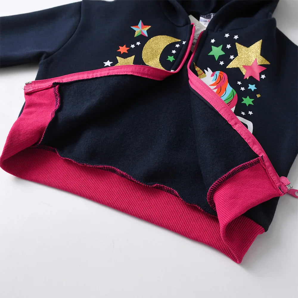 Girl Navy Unicorn Hooded Sweatshirt & Trousers Tracksuit (Age 3-12YRS)