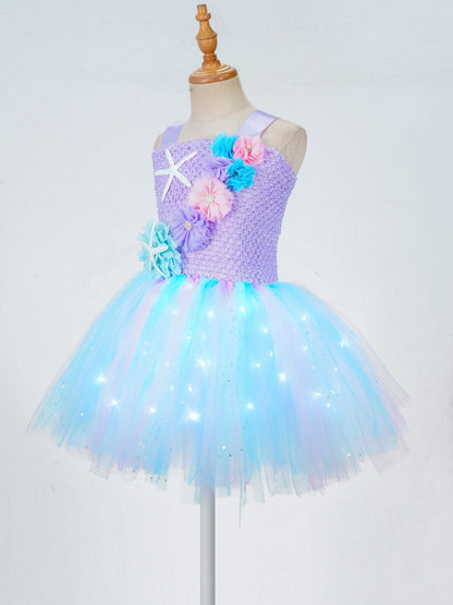 Girls Purple Princess Light Up Dress & Headband (Age 24M-10YRS)