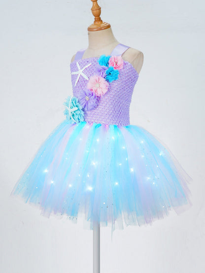 Girls Purple Princess Light Up Dress & Headband (Age 24M-10YRS)