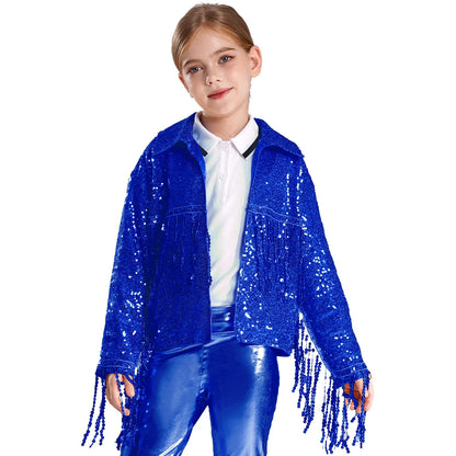 Girls Sparkly Sequin Tassel Jacket (Age 6-14YRS)