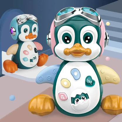 Baby Musical Penguin Robot Toy -  Crawling Walking Moving Tummy Time Light Up