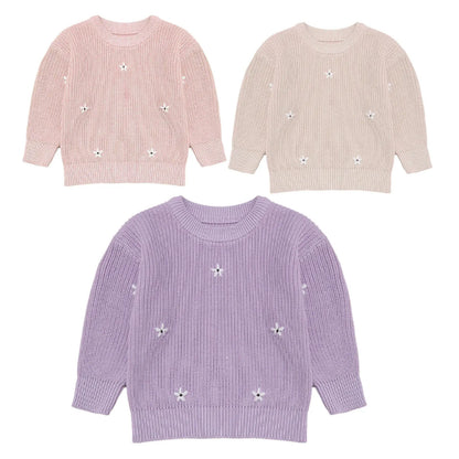 Girls Knitted Embroidered Jumper (Age 3M-6YRS)