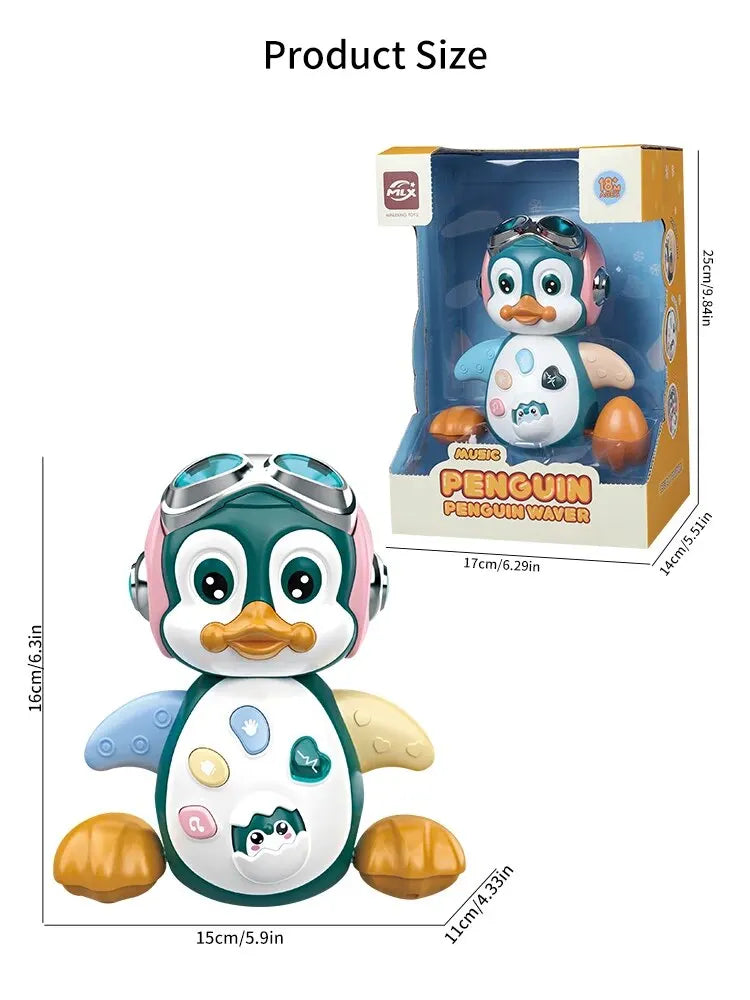 Baby Musical Penguin Robot Toy -  Crawling Walking Moving Tummy Time Light Up