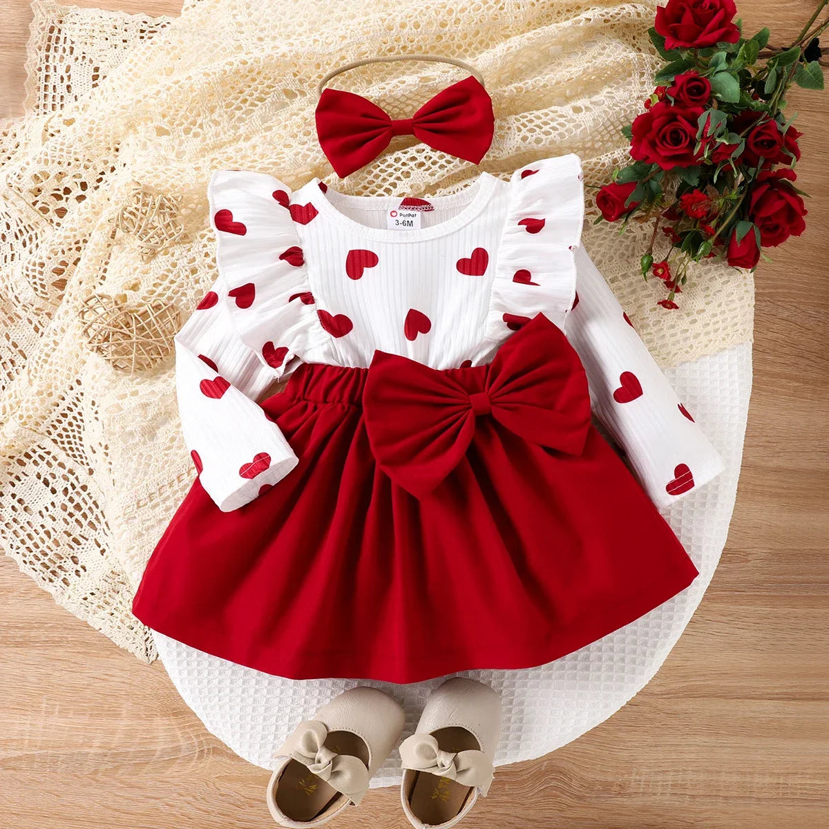 Baby Girl Heart Dress & Headband Set (Age 3M-24M)