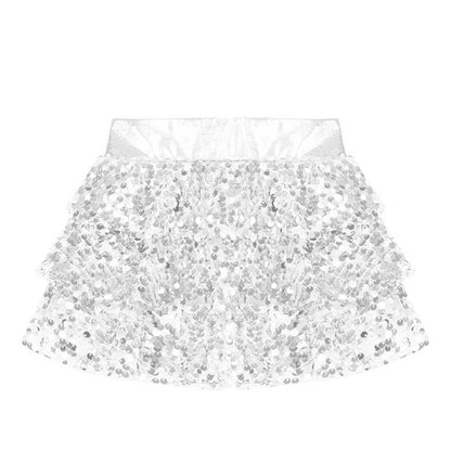 Girls Tiered Ruffle Dance Metallic Shiny Shorts (Age 4-16 YEARS)