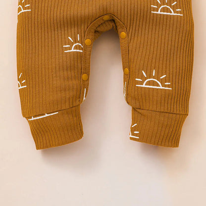 Baby Boy Cotton Ribbed Sun Print Long-Sleeve Jumpsuit (Age Newborn-18M)