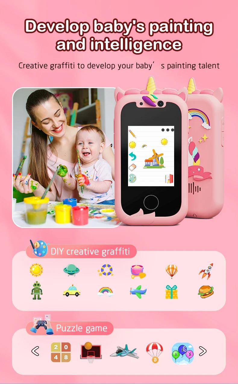 Children Unicorn Camera Phone With 512mb TF Card