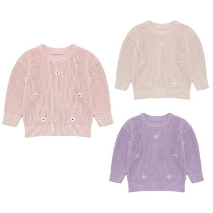 Girls Knitted Embroidered Jumper (Age 3M-6YRS)