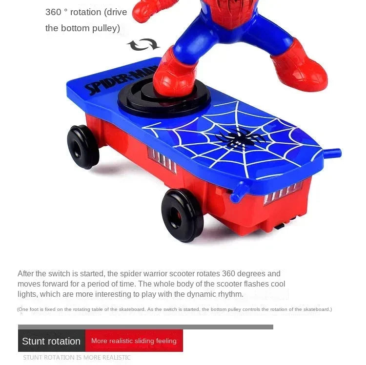 Marvel Spiderman Automatic Flip Rotation Skateboard Toy