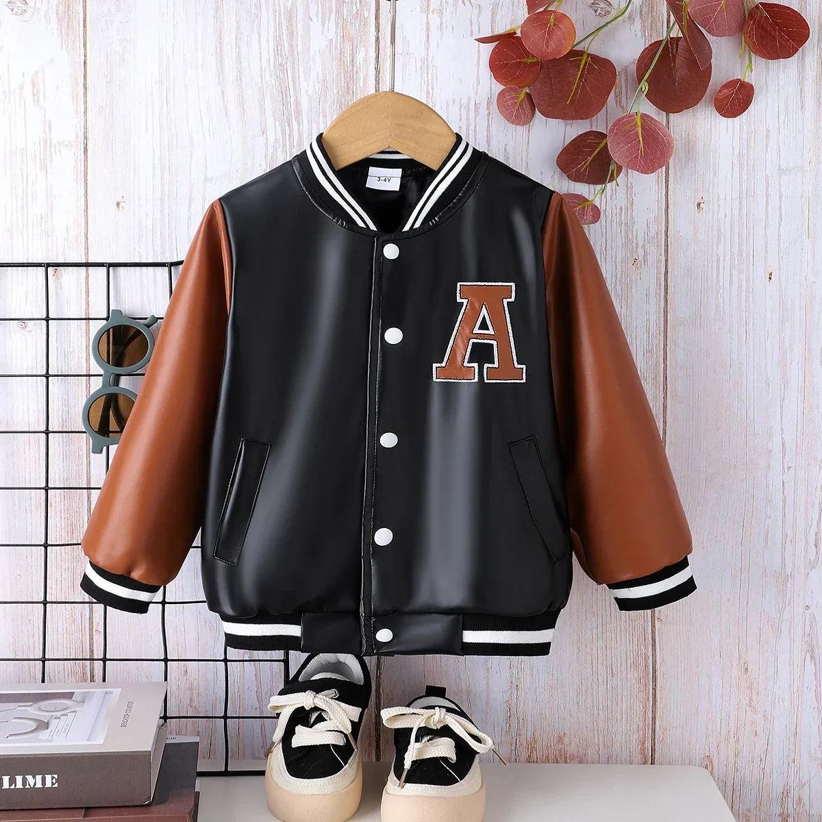 Boys PU Baseball Jacket (Age 24M-6YRS)