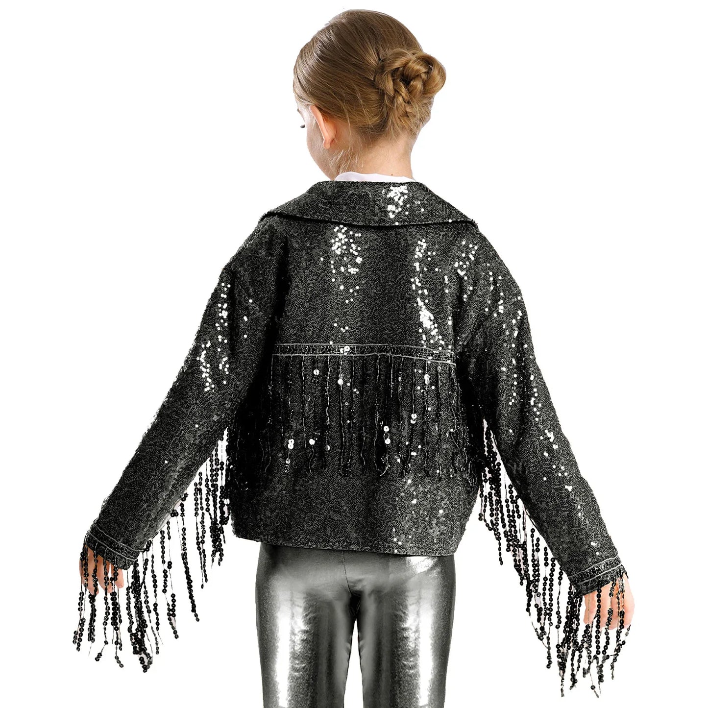 Girls Sparkly Sequin Tassel Jacket (Age 6-14YRS)