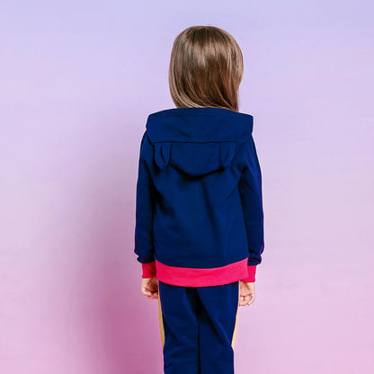 Girl Navy Unicorn Hooded Sweatshirt & Trousers Tracksuit (Age 3-12YRS)