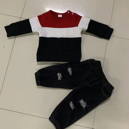 Baby Boys Jumper & Ripped Jeans Set (Age 3M-24M)