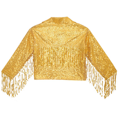 Girls Sparkly Sequin Tassel Jacket (Age 6-14YRS)