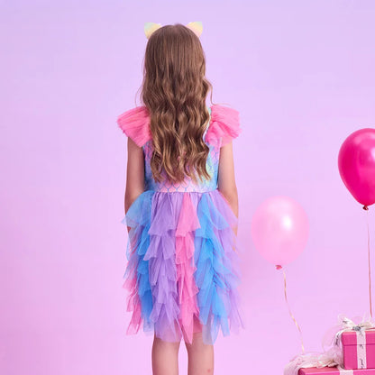 Girls Mermaid Ruffle Tulle Dress (Age 3-12YRS)